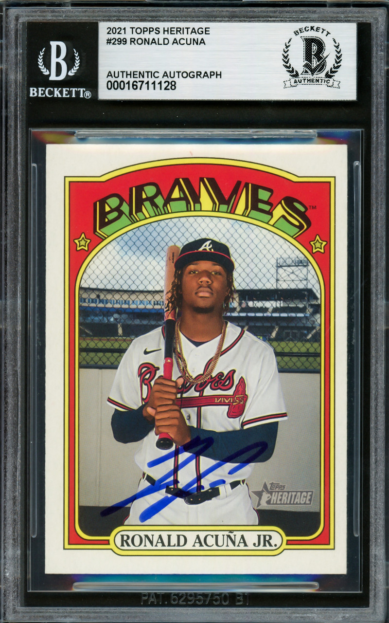 Ronald Acuna Jr. Autographed 2021 Topps Heritage Card #299 Atlanta