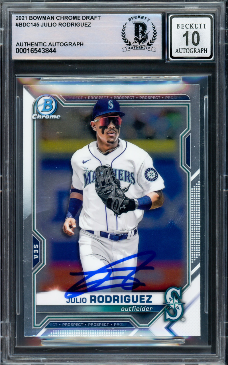 Julio Rodriguez Autographed 2021 Bowman Chrome Draft Rookie Card