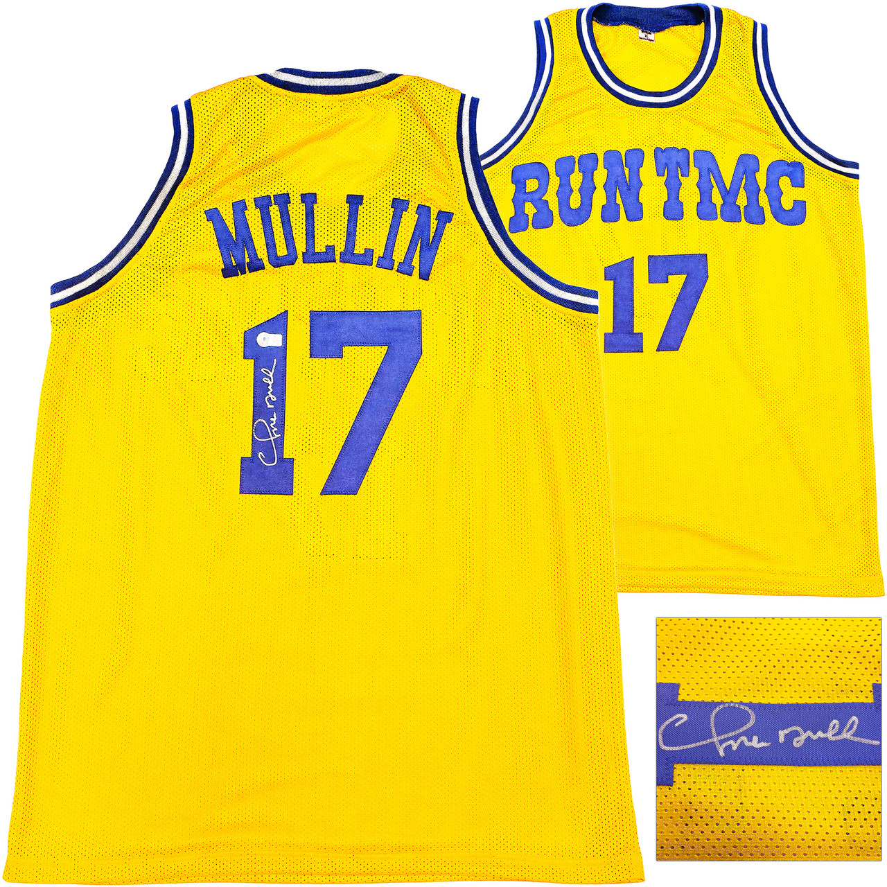 Golden State Warriors Chris Mullin Autographed Yellow Jersey