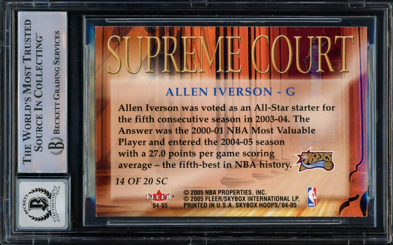 Allen Iverson Autographed 2004-05 Hoops Supreme Court Card #14