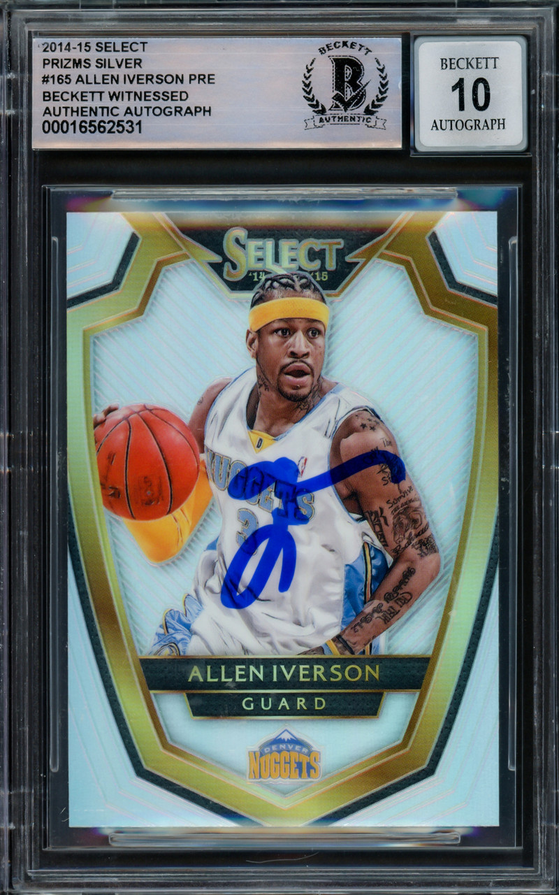 Allen Iverson Autographed 2014-15 Select Prizms Silver Card #165 