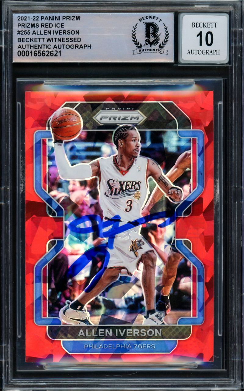 アレイン・アイバーソ　サイン Allen Iverson Autographed 2021-22 Panini Prizm Prizms Red Ice Card