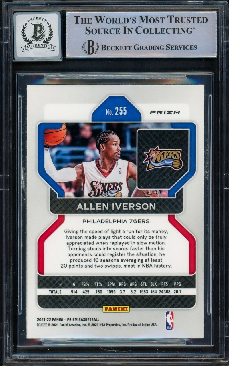 アレイン・アイバーソ　サイン Allen Iverson Autographed 2021-22 Panini Prizm Prizms Red Ice Card