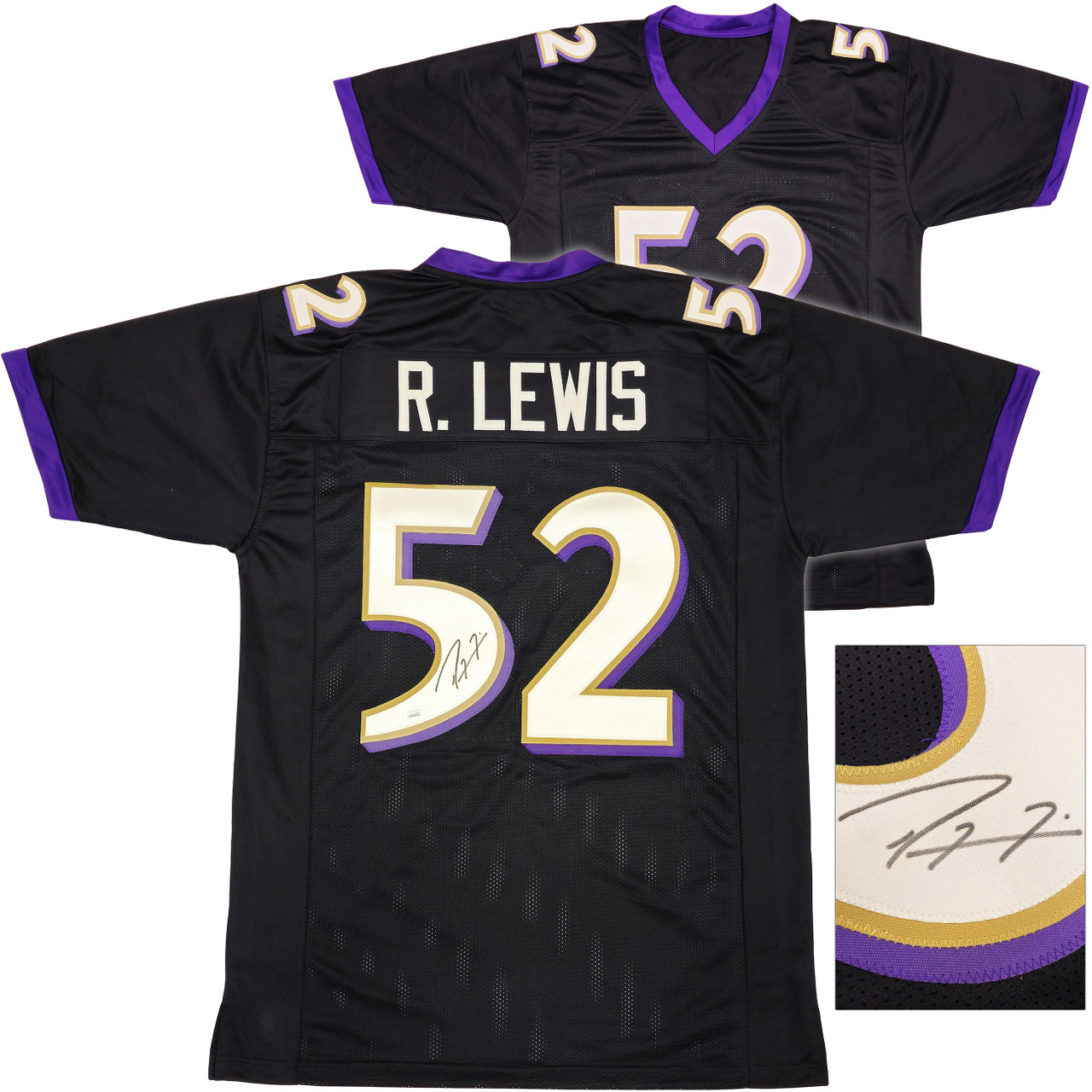 Baltimore Ravens Ray Lewis Autographed Black Jersey JSA Stock