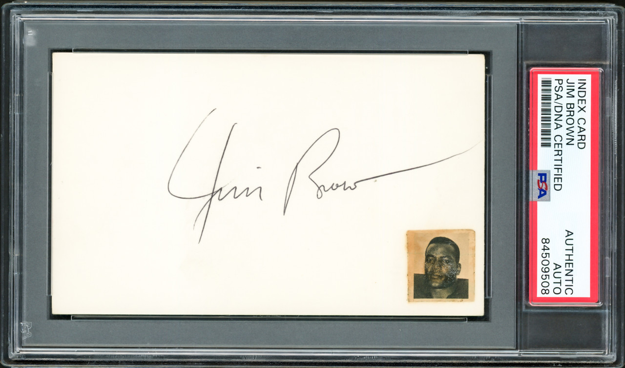 Jim Brown Autographed 3x5 Index Card Cleveland Browns PSA/DNA
