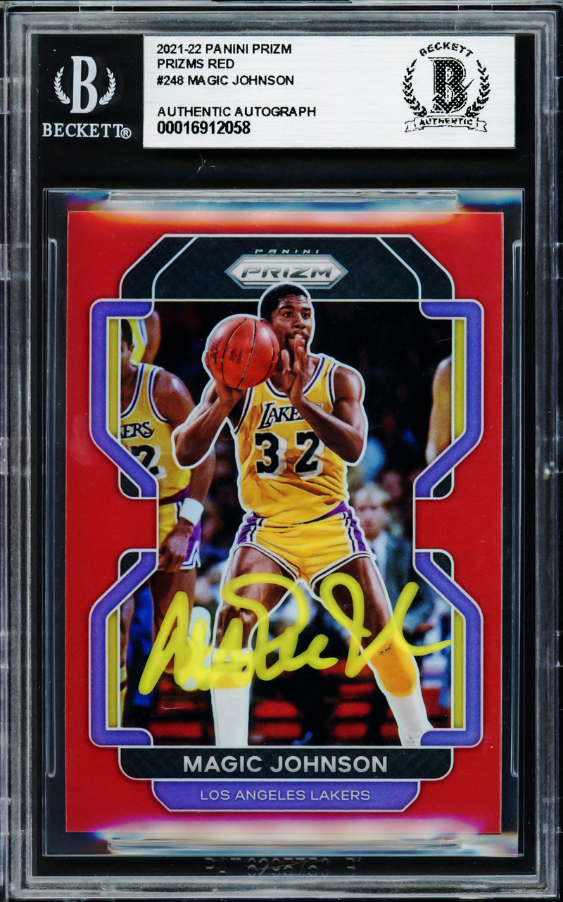 Magic Johnson Autographed 2021-22 Panini Prizm Prizms Red