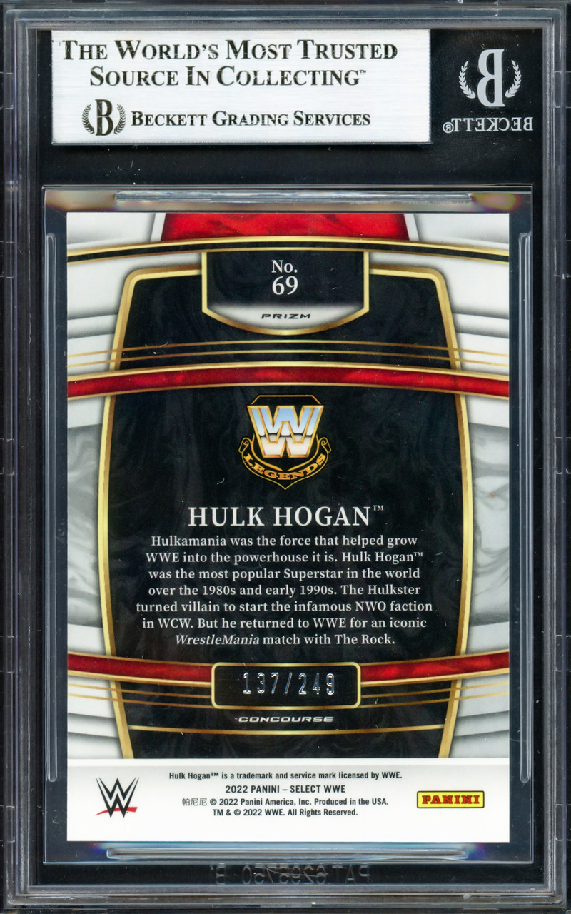 Hulk Hogan Autographed 2022 Select WWE Prizms Red Card #69 #137