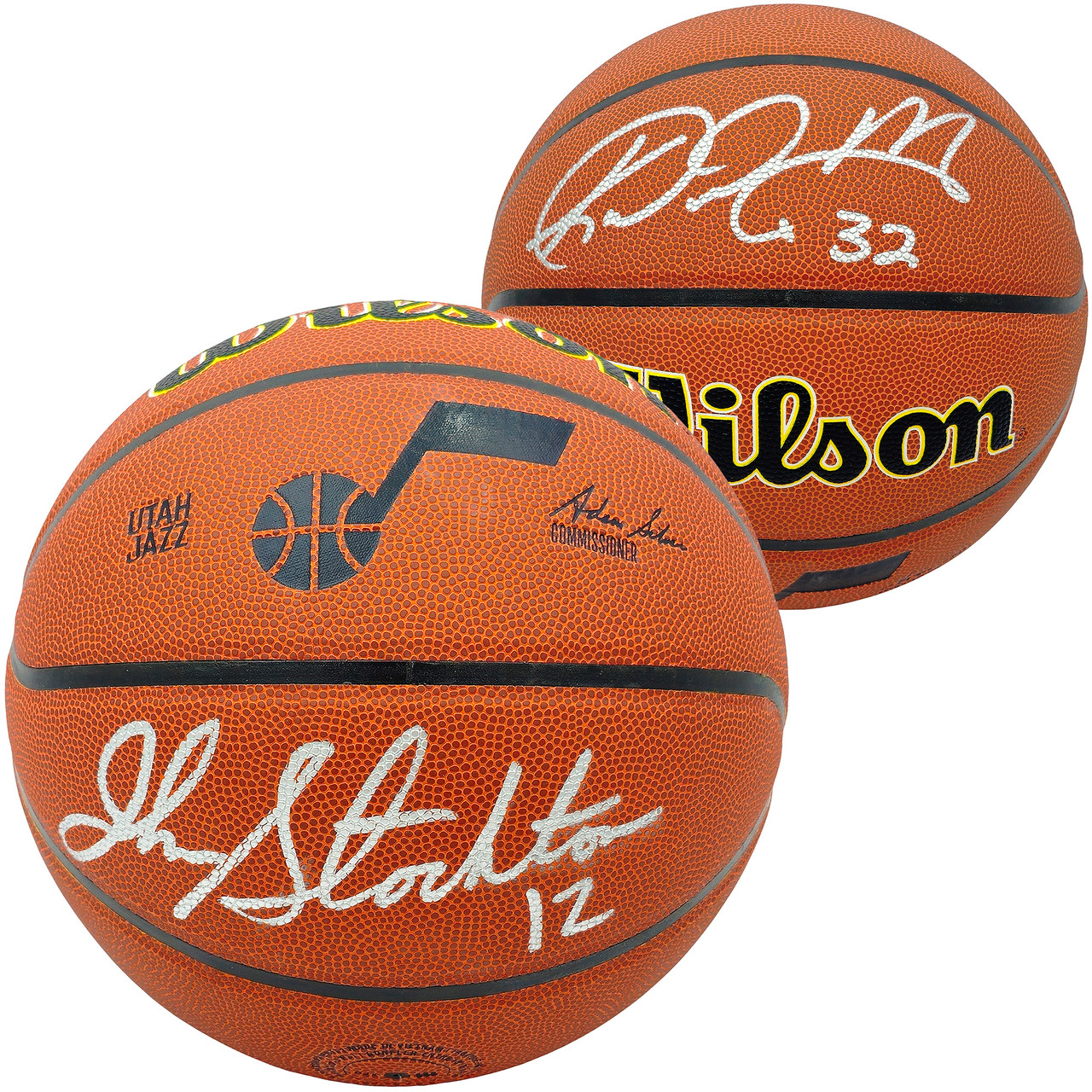 John Stockton & Karl Malone Autographed Composite Leather Utah
