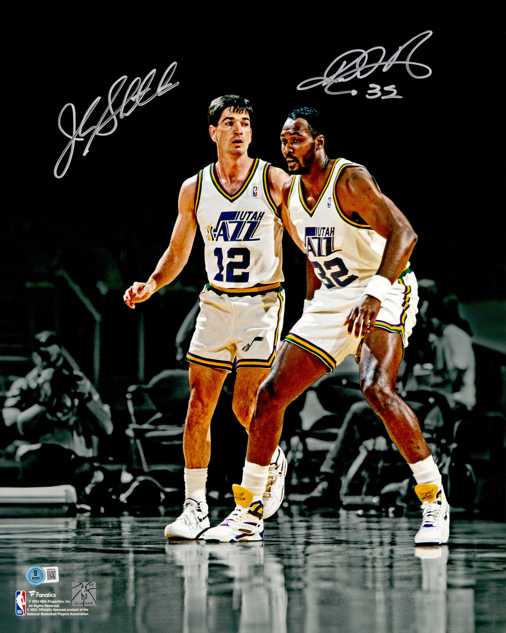 直筆サイン入り写真 エルサン・イルヤソバ  ミルウォーキーバックス SA鑑定済 John Stockton & Karl Malone Autographed 16x20 Photo Utah Jazz