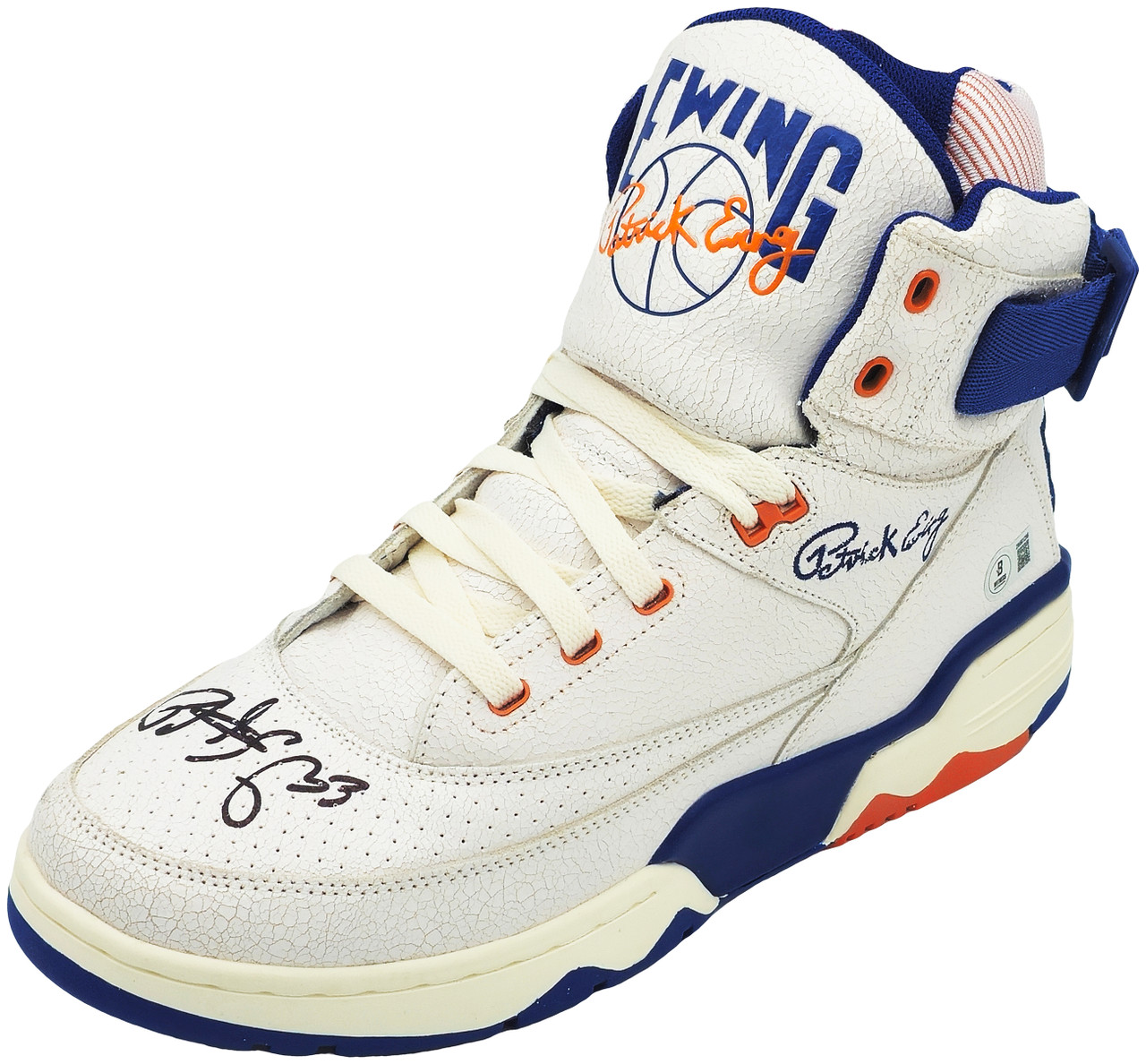 Patrick Ewing Autographed White Ewing Athletics 33 HI