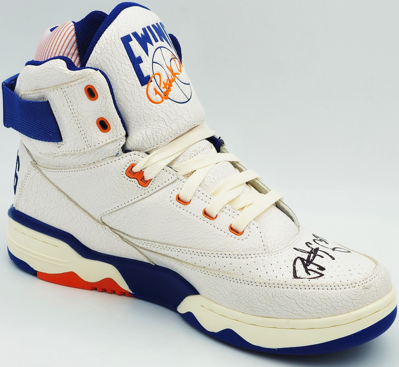 Patrick Ewing Autographed White Ewing Athletics 33 HI Vintage Left