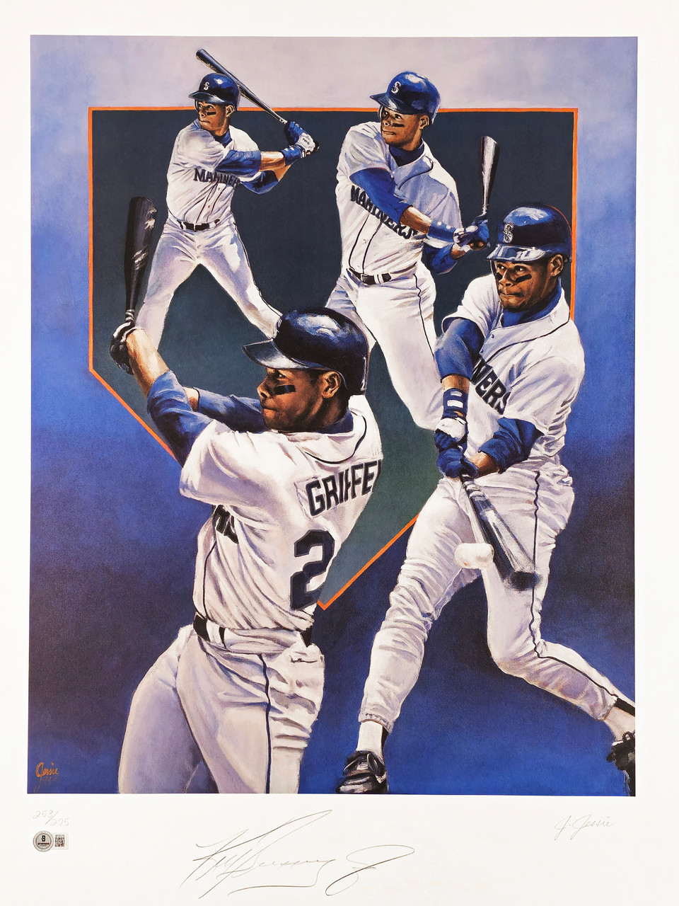 Ken Griffey Jr. Autographed 21x30 Lithograph Photo Seattle