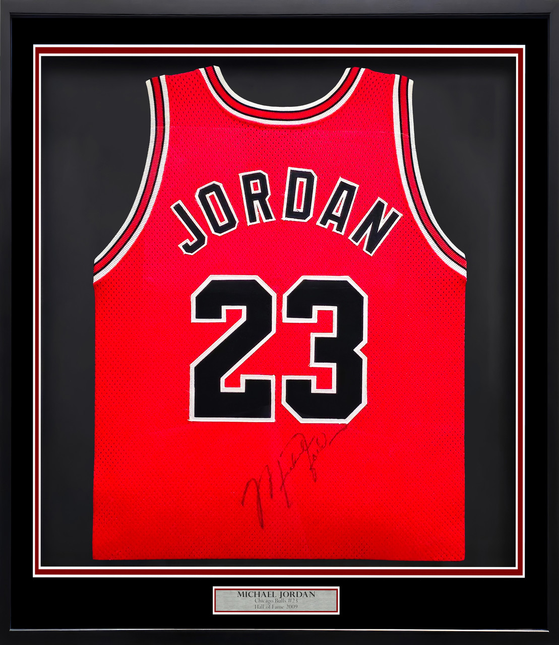 Chicago Bulls Michael Jordan Autographed Framed Red Authentic