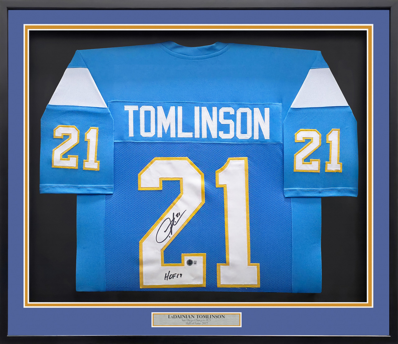 San Diego Chargers LaDainian Tomlinson Autographed Framed Powder