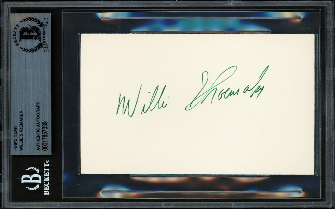 Willie Shoemaker Autographed 3x5 Index Card Horse Jockey Beckett