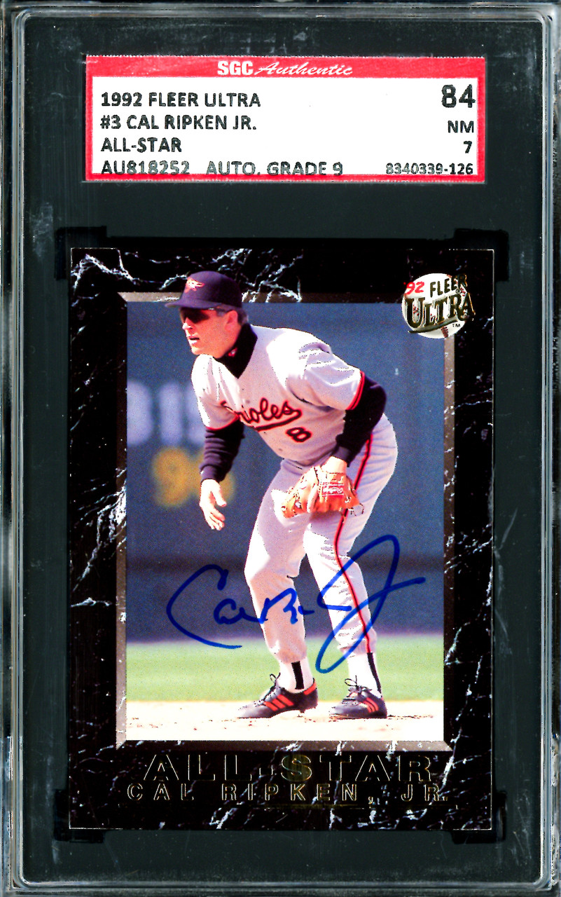 Cal Ripken Jr. Autographed 1992 Fleer Ultra Card #3 Baltimore Orioles SGC 7 Auto Grade Mint 9 SGC #8340339-126 Cal Ripken Jr. Autographed 1992 Fleer Ultra Card #3 Baltimore Orioles SGC 7 Auto Grade Mint 9 SGC #8340339-126