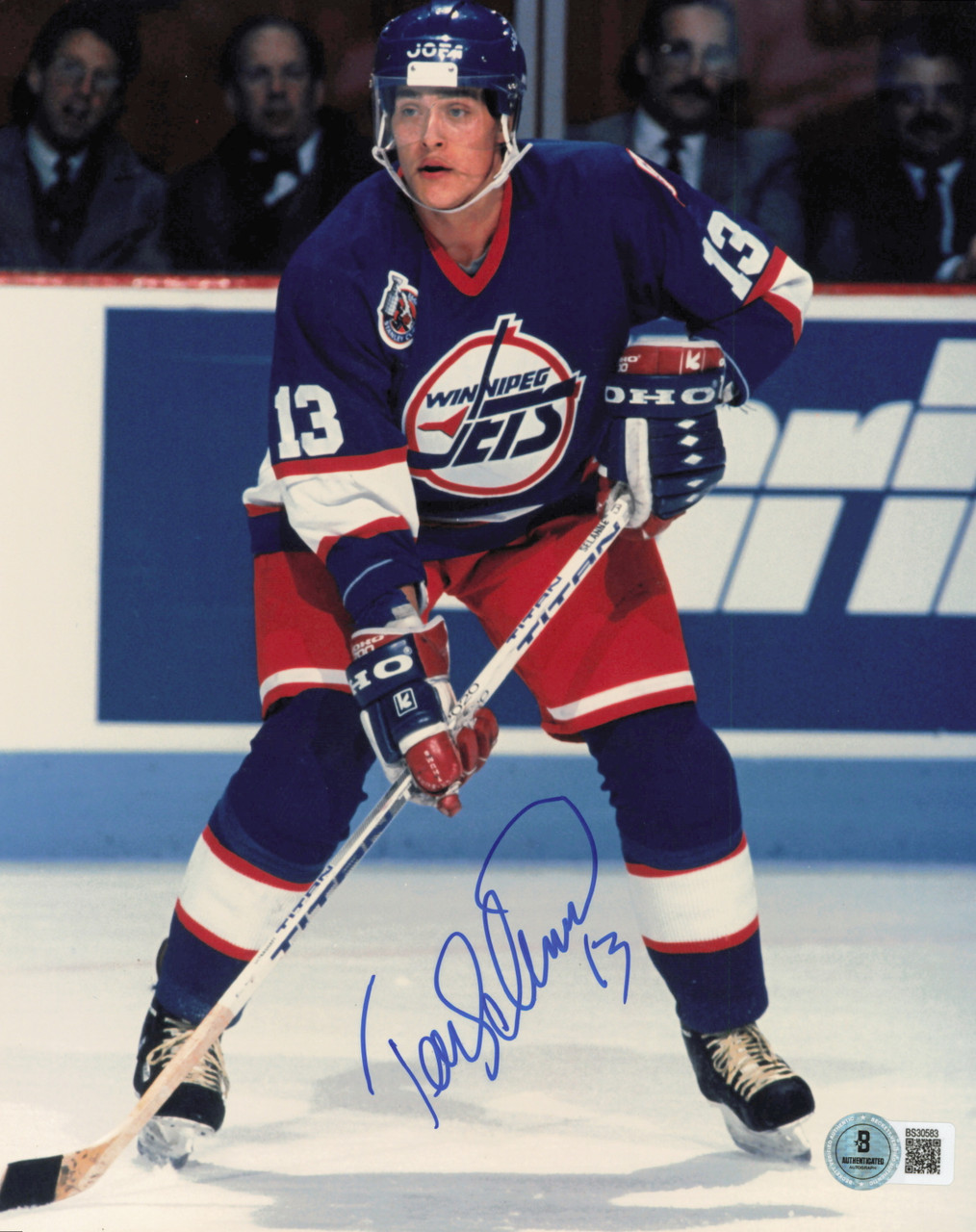 Teemu Selanne Autographed 8x10 Photo Winnipeg Jets Beckett BAS QR