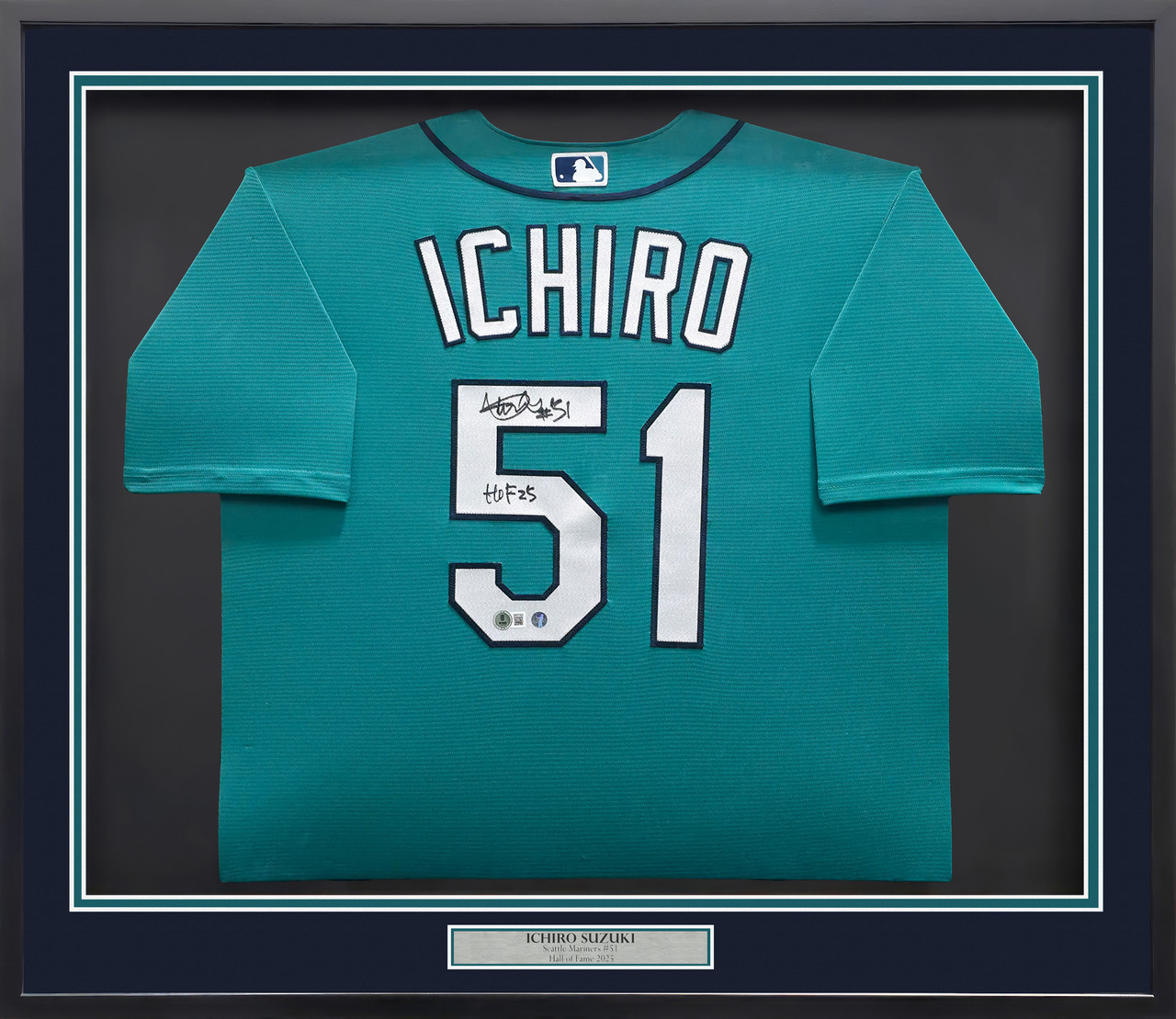 Seattle Mariners Ichiro Suzuki Autographed Framed Teal Nike Jersey 