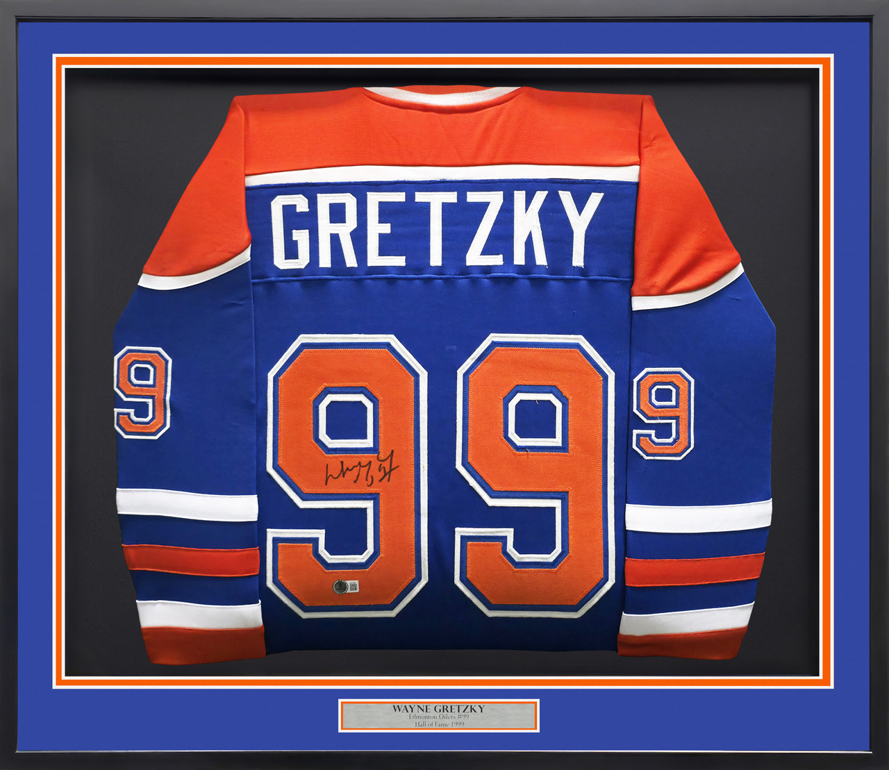 Edmonton Oilers Wayne Gretzky Autographed Framed Blue Orange