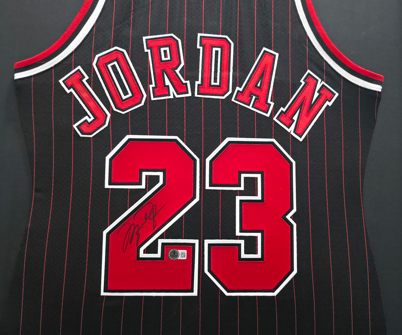 Chicago Bulls Michael Jordan Autographed Framed Black Pinstripes