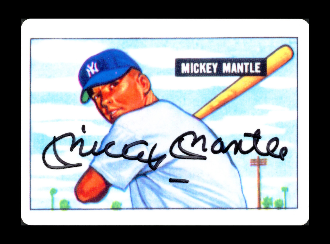 Mickey Mantle Autographed 1951 Bowman Porcelain Rookie Card New York  Yankees Auto Grade Near Mint/Mint 8 PSA/DNA #AR06113