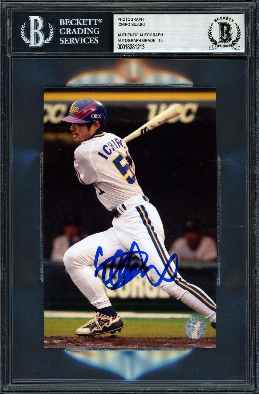 Ichiro Suzuki Autographed 4x6 Photo Orix Blue Wave Auto