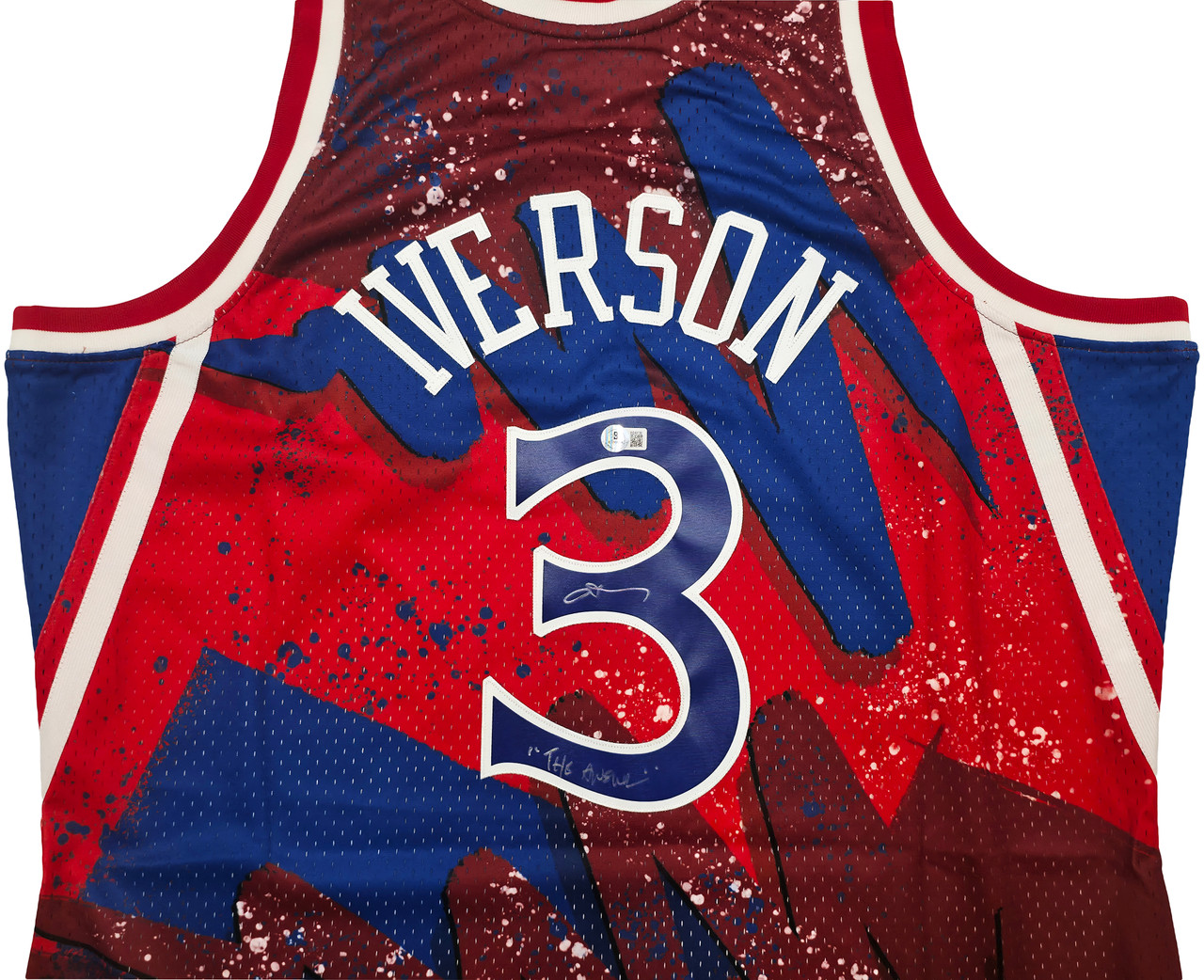 Philadelphia 76ers Allen Iverson Autographed Red & Blue Authentic