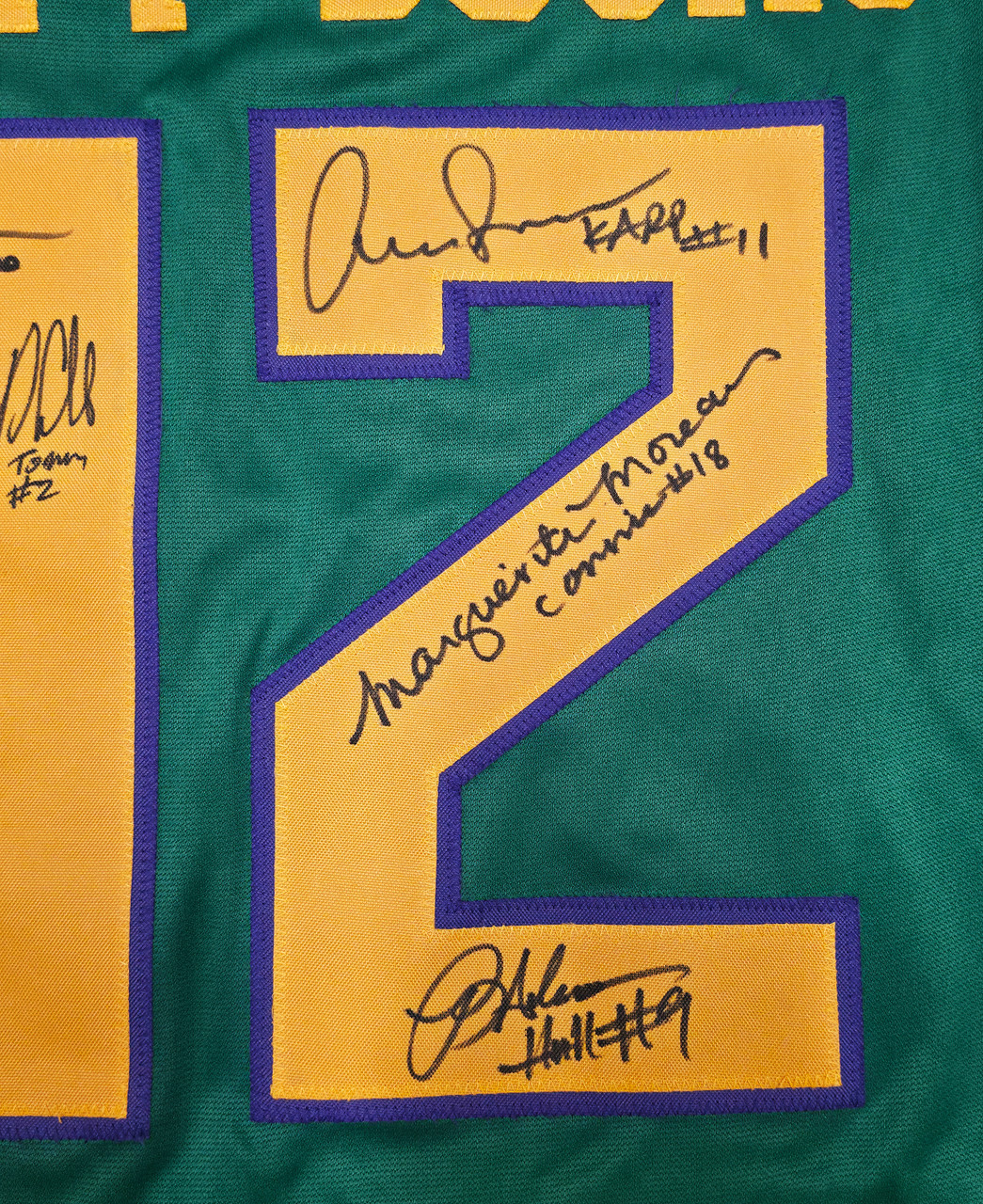 The Mighty Ducks Cast Autographed Green Hockey Sweater Jersey With