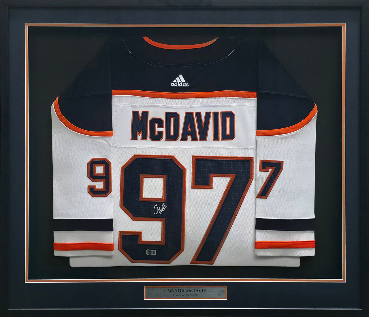 Edmonton Oilers Connor McDavid Autographed Framed White Adidas