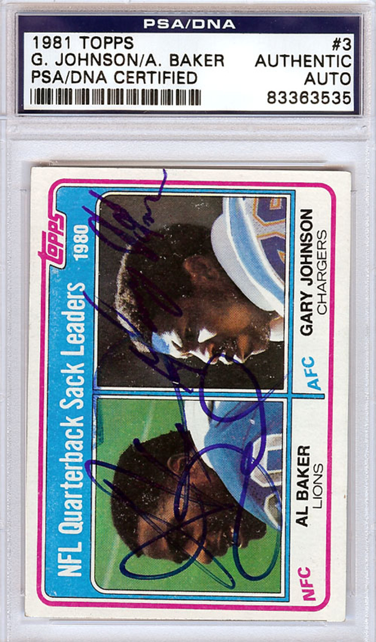 Al Bubba Baker & Gary Johnson Autographed 1981 Topps Card #3 SKU #153545  - Mill Creek Sports