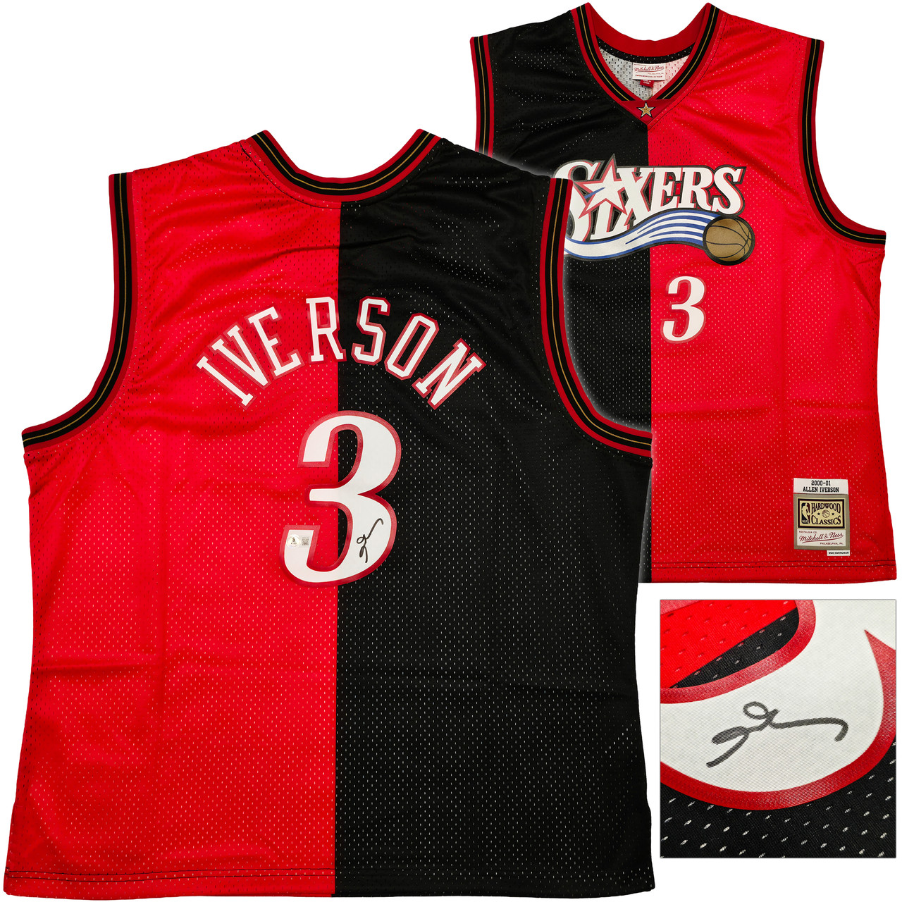 Philadelphia 76ers Allen Iverson Autographed Black & Red Authentic