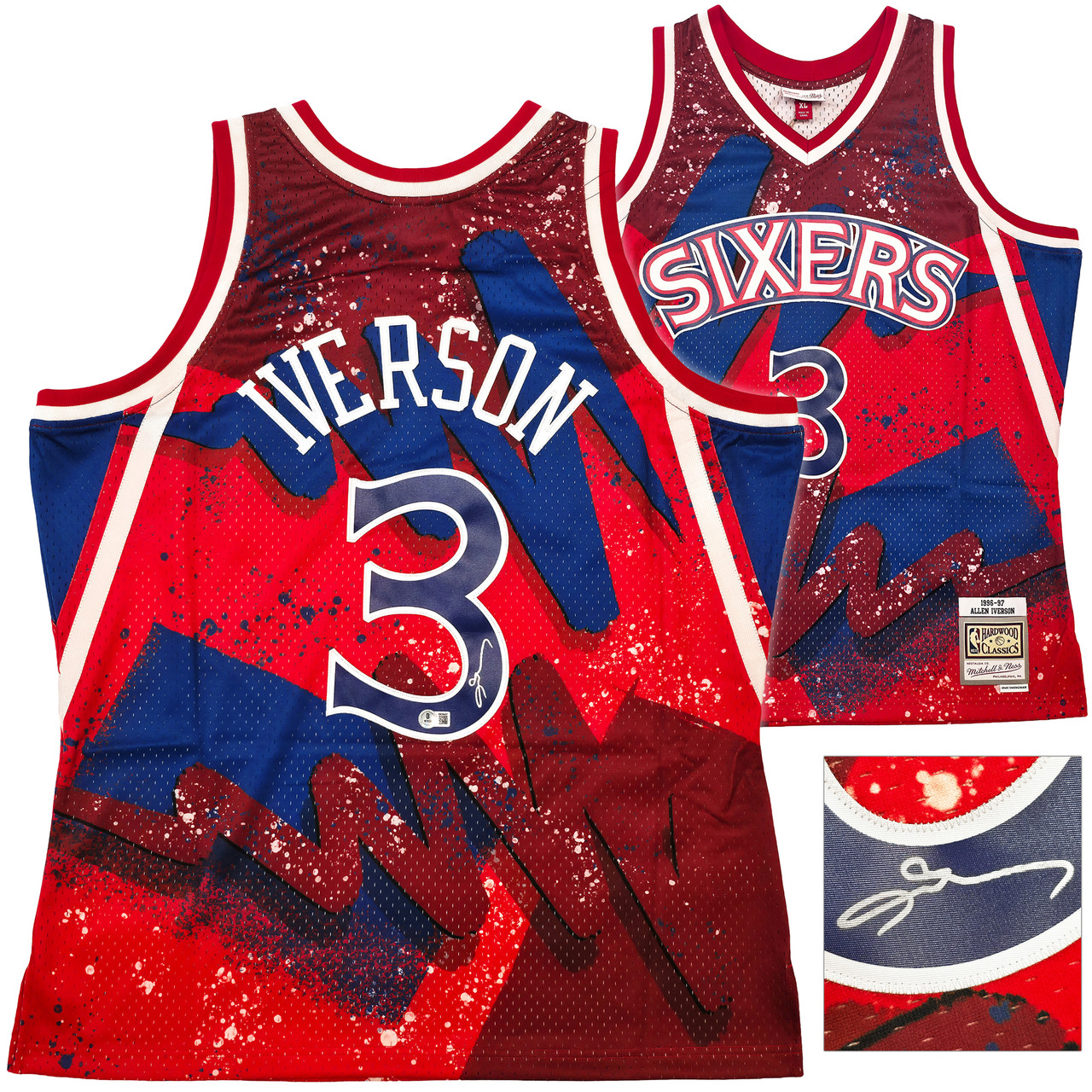 Philadelphia 76ers Allen Iverson Autographed Red Authentic