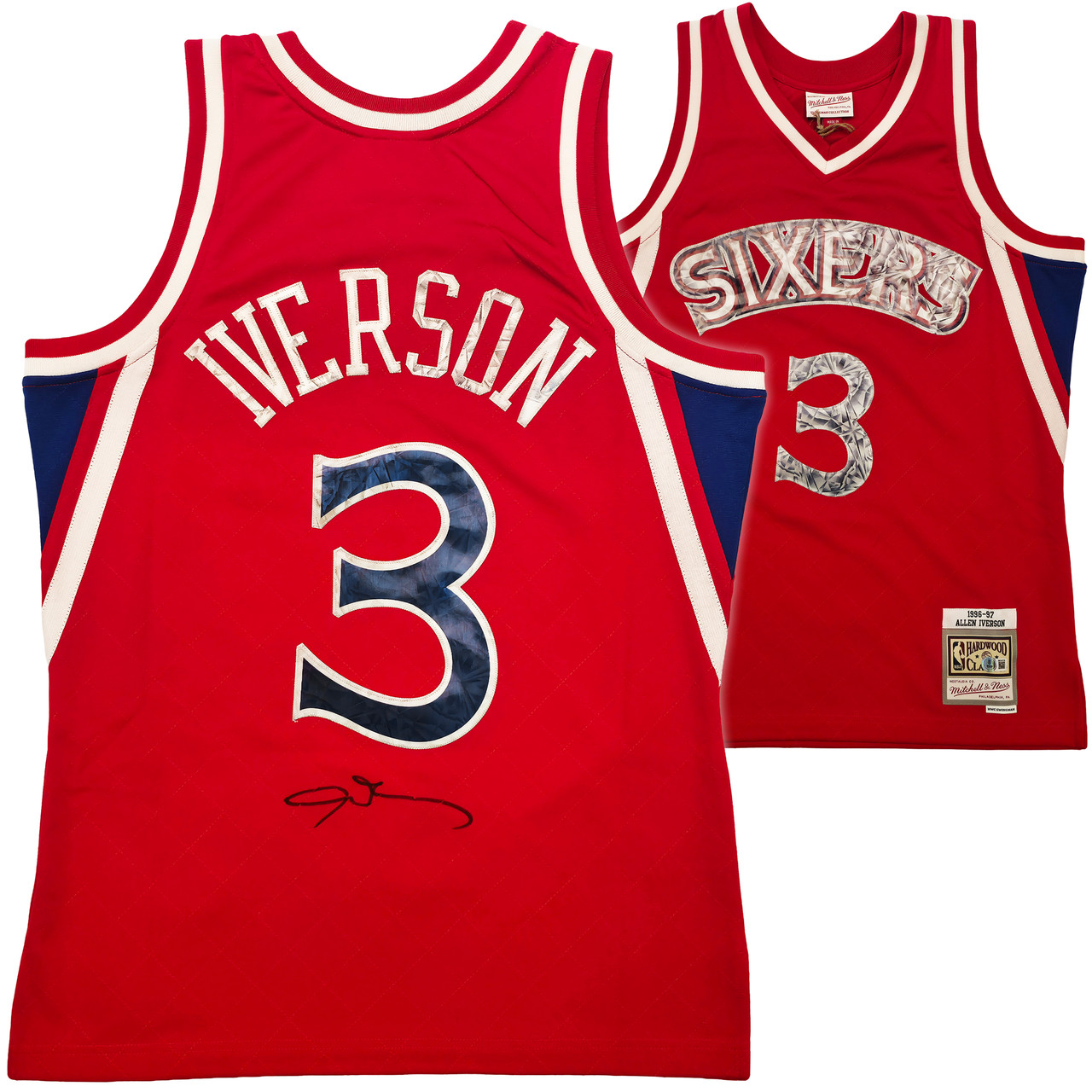 Philadelphia 76ers Allen Iverson Autographed Red Authentic