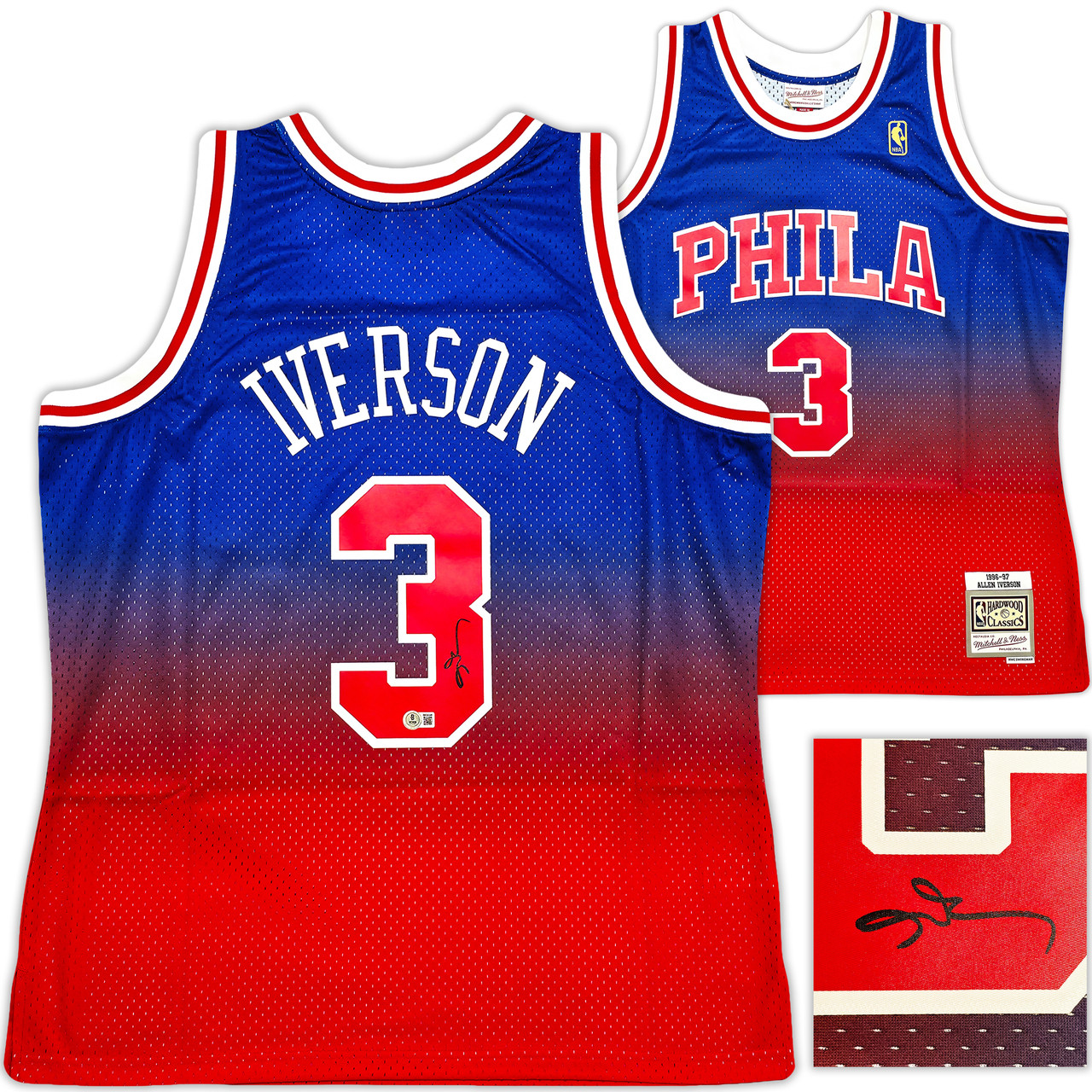 Philadelphia 76ers Allen Iverson Autographed Red Authentic
