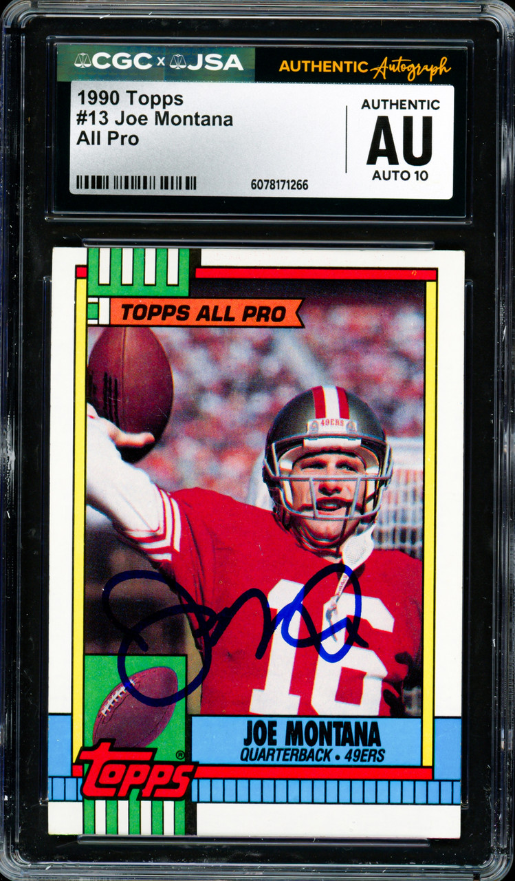 Joe Montana Autographed 1990 Topps Card #13 San Francisco 49ers