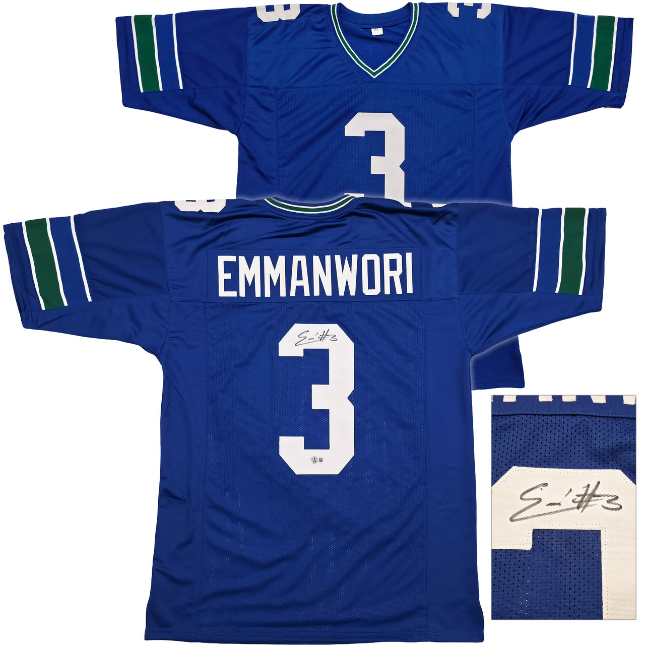 Seattle Seahawks Nick Emmanwori Autographed Throwback Blue Jersey