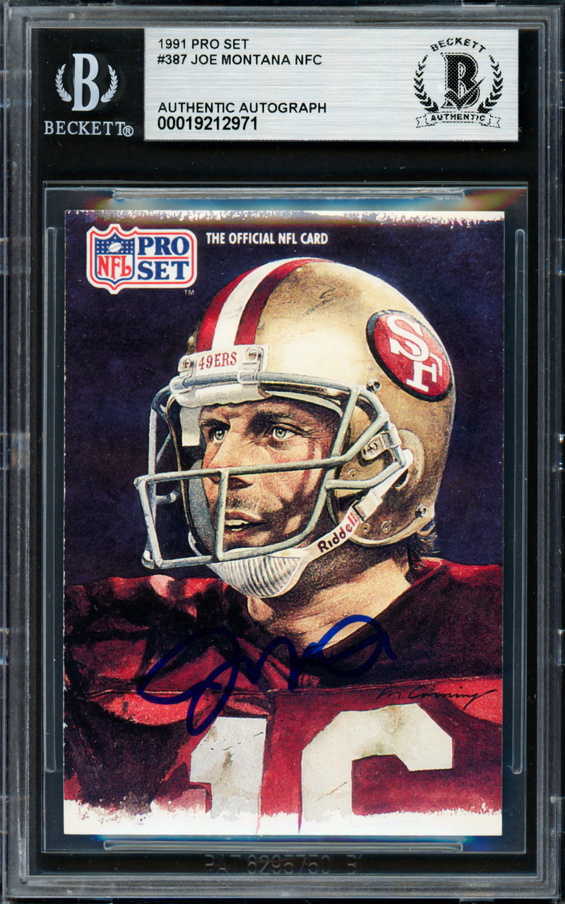 Joe Montana Autographed 1991 Pro Set Card #387 San Francisco 49ers