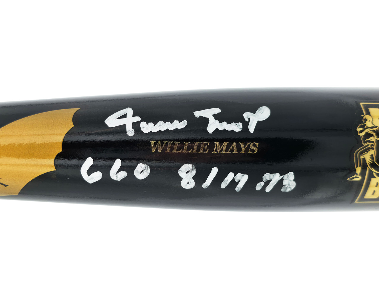 Willie Mays & Barry Bonds Autographed Black 660 Home Run Logo SAM