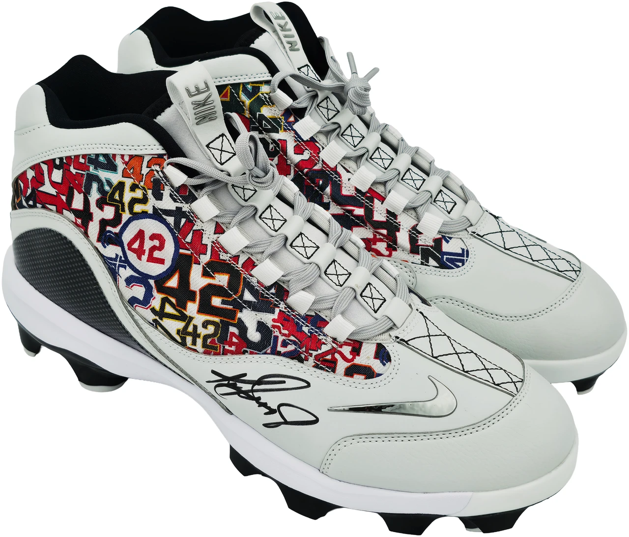 Ken Griffey Jr. Autographed White Nike Griffey 2 Mcs Jackie 