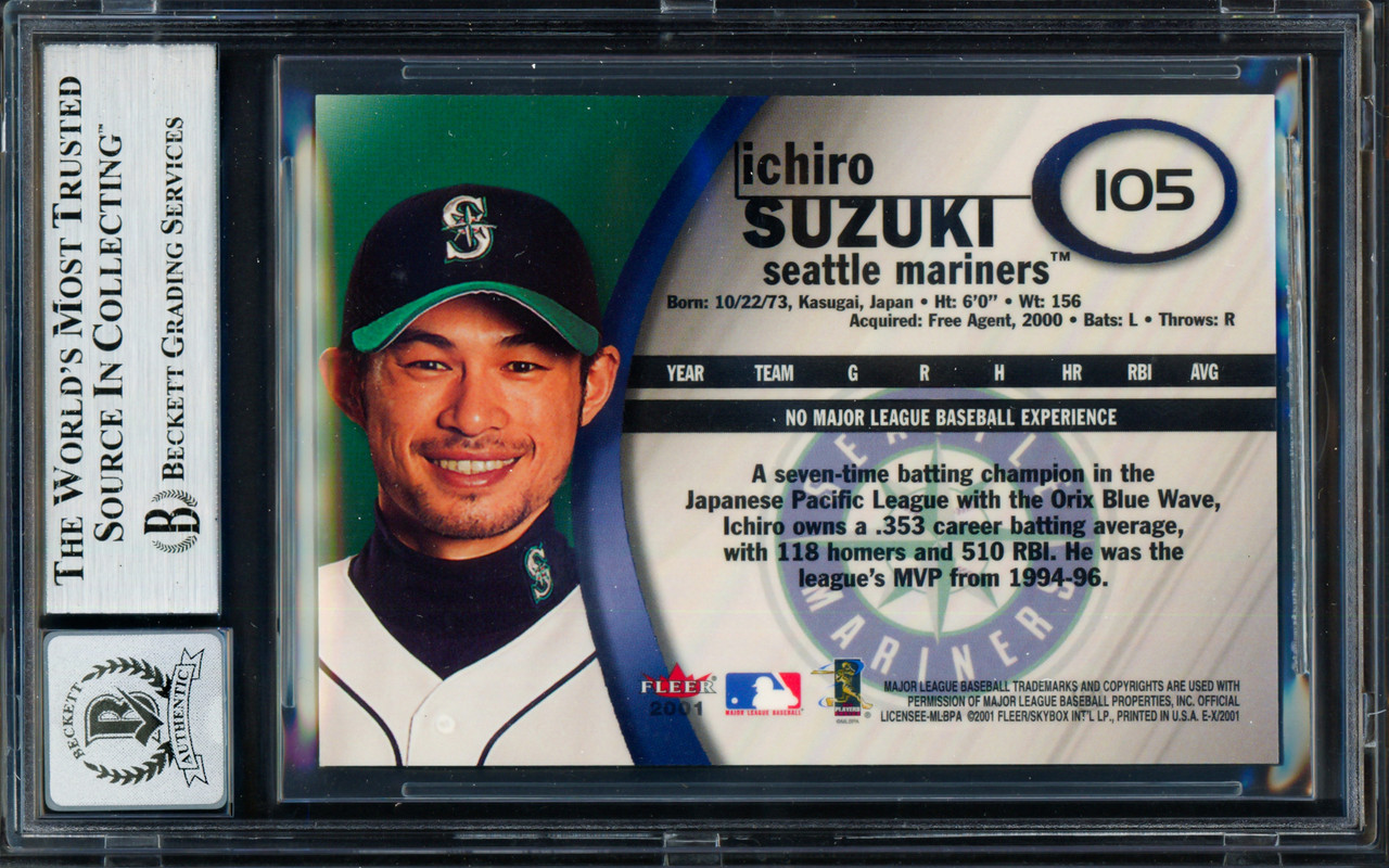 2001 FLEER E-X ICHIRO イチロー シリアルNo.あり！ Ichiro Suzuki Autographed 2001 Fleer E-X Rookie Card #105 Seattle