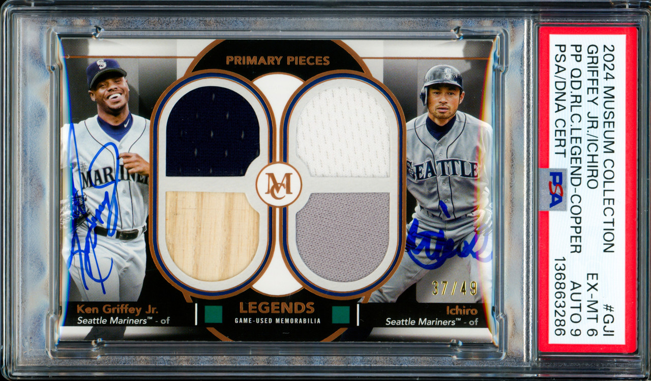 Ken Griffey Jr. & Ichiro Suzuki Autographed 2024 Topps Museum Collection  Card #GJI Seattle Mariners PSA 6 Auto Grade Mint 9 #37/49 PSA/DNA  #136863286 - Mill Creek Sports