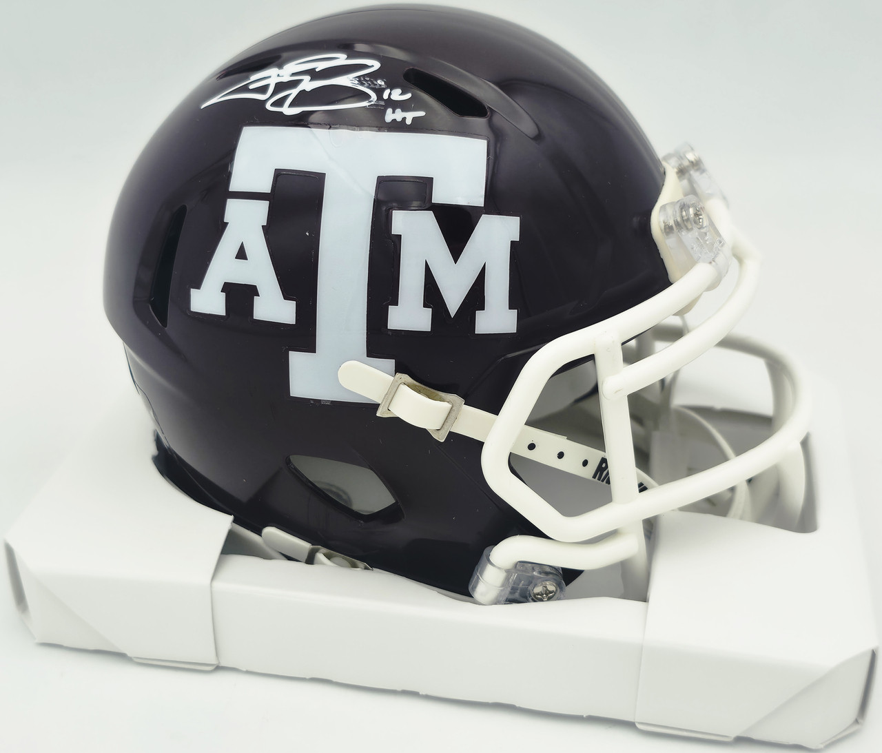 a&m mini toy football helmets Johnny Manziel Autographed Texas A&M Aggies Maroon Speed Mini Helmet 