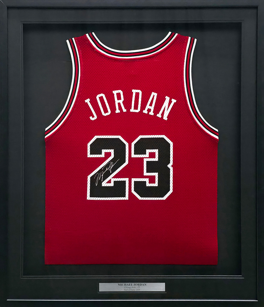 Chicago Bulls Michael Jordan Autographed Framed Red Jersey Beckett