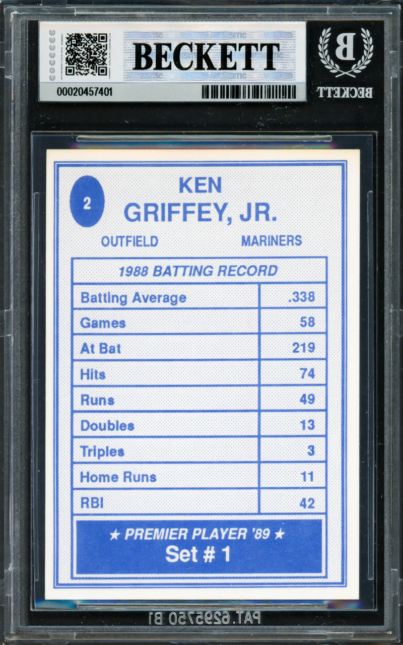 Ken Griffey Jr. Autographed 1989 Premier Player Card #2 Seattle