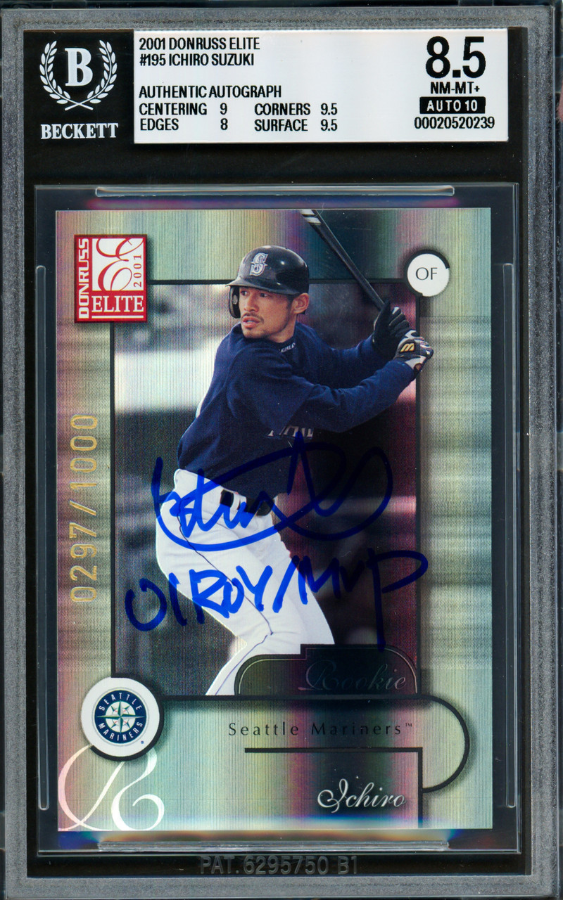Ichiro Suzuki Autographed 2001 Donruss Elite Rookie Card #195
