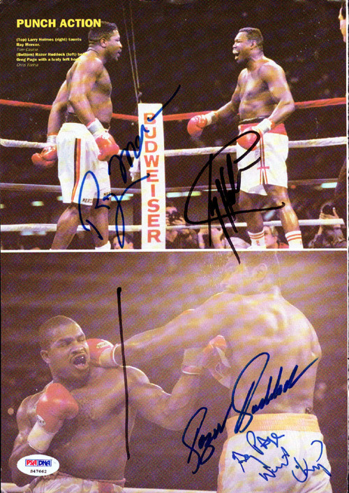 Larry Holmes, Greg Page, Ray Mercer & Razor Ruddock Autographed