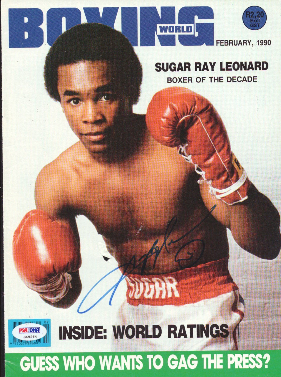 Sugar Ray Leonard Autographed Boxing World Magazine Cover PSA/DNA