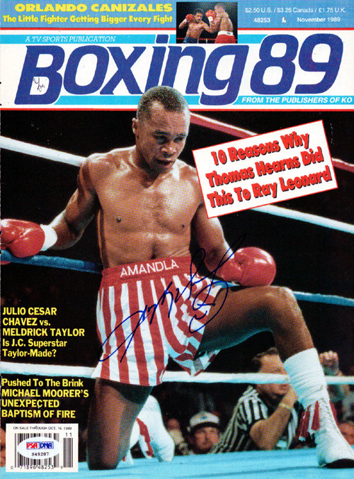 Sugar Ray Leonard Autographed Boxing '89 Magazine Cover PSA/DNA
