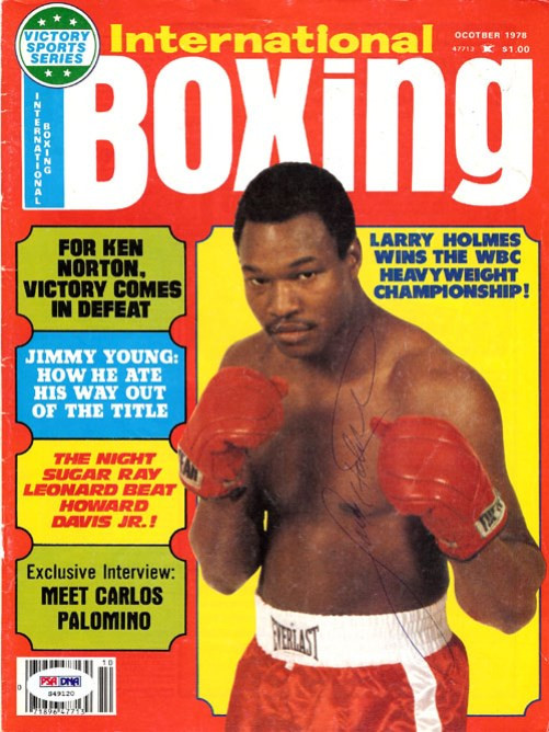 Larry Holmes Autographed International Boxing Magazine Cover PSA