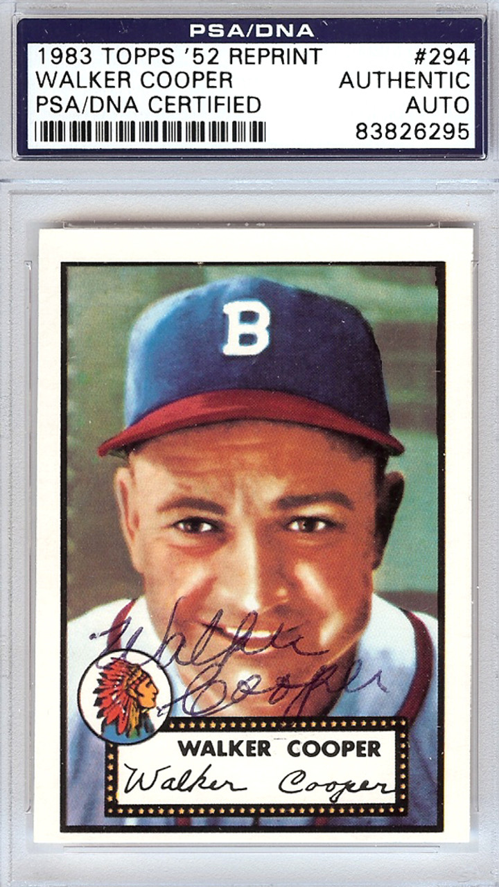 Walker Cooper Autographed 1952 Topps Reprint Card #294 Boston Braves  PSA/DNA #83826295 - Mill Creek Sports